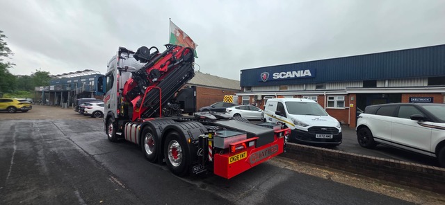 Quattro Scania R770 with Palfinger PK 580 crane on exhibition at RTX.