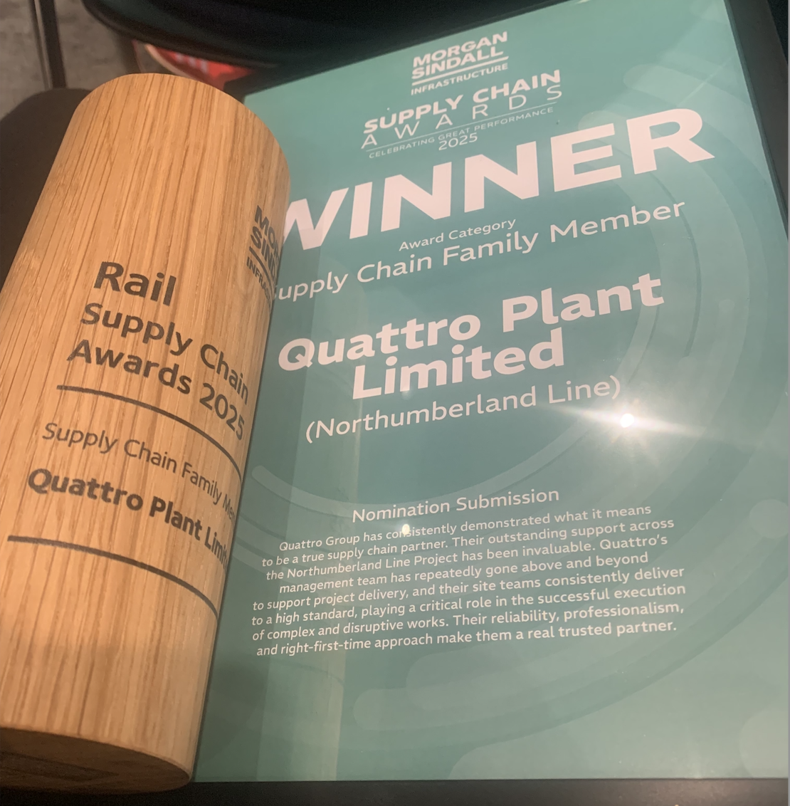Quattro Plant Wins Prestigious Morgan Sindall Supply Chain Award